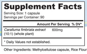 Caralluma Supplement Facts Panel