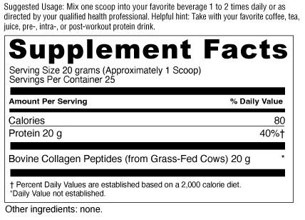 Collagen Peptides Powder Facts Panel