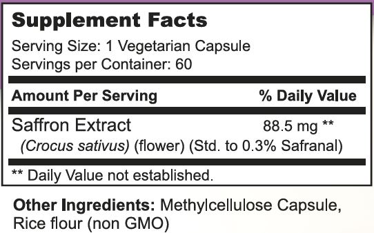 Saffron Extract Supplement Facts