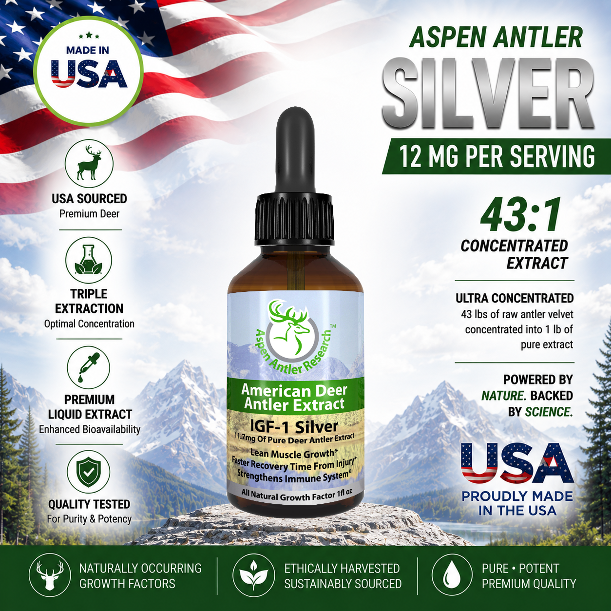 Aspen Deer Antler Velvet Extract Silver