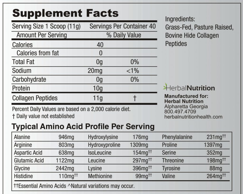 Collagen Peptide Powder One Container Supplement Facts