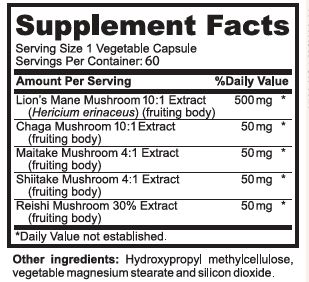 Mushroom Complex Supplement Facts