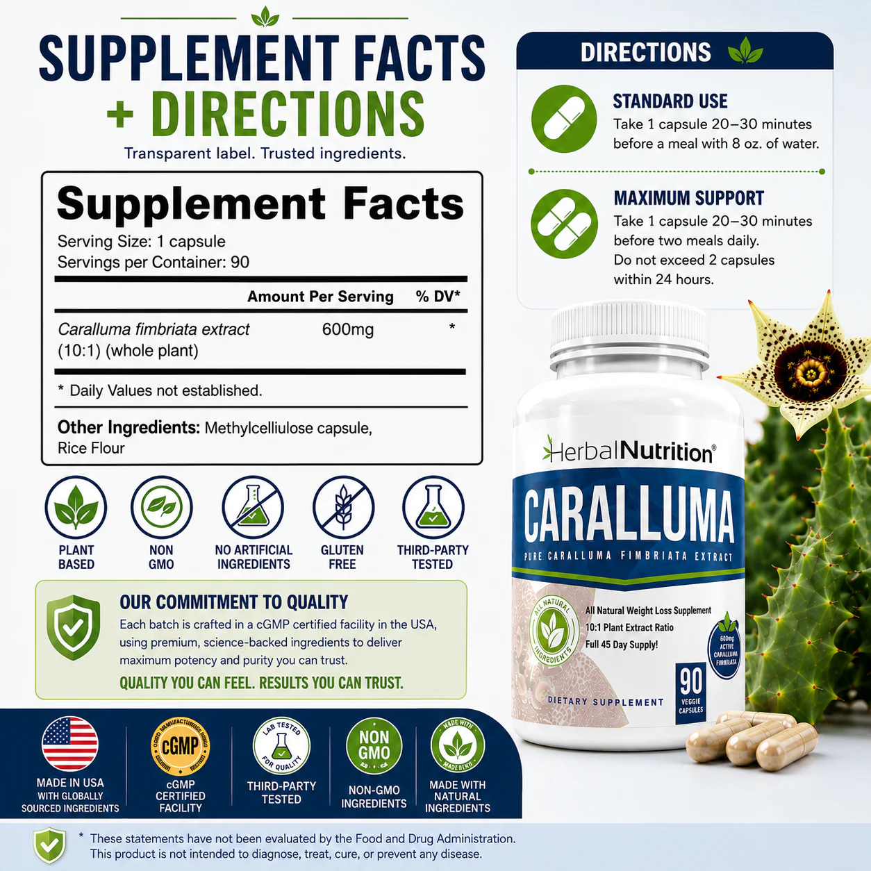 Caralluma Supplement Facts