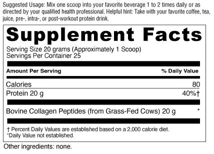 Collagen Peptides Powder Facts Panel