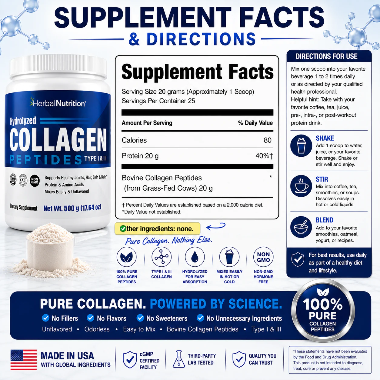 Collagen Powder Supplement Facts