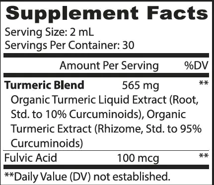 Infuse Liquid Turmeric Facts Panel