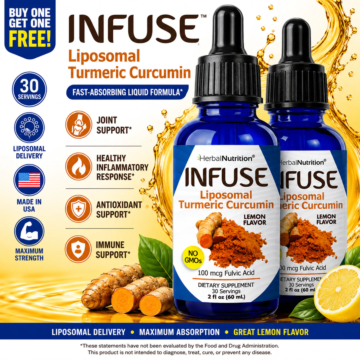 Infuse Turmeric Curcumin Two Bottles