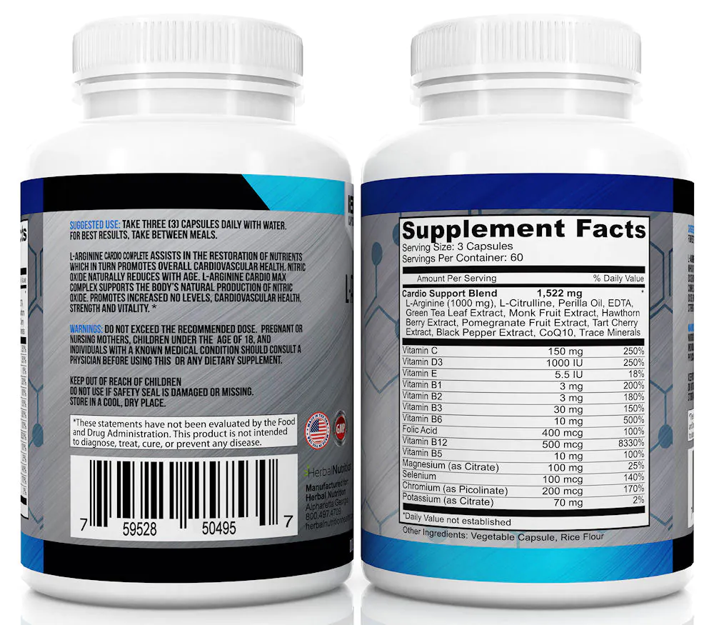 L-Arginine Cardio Complete Backs