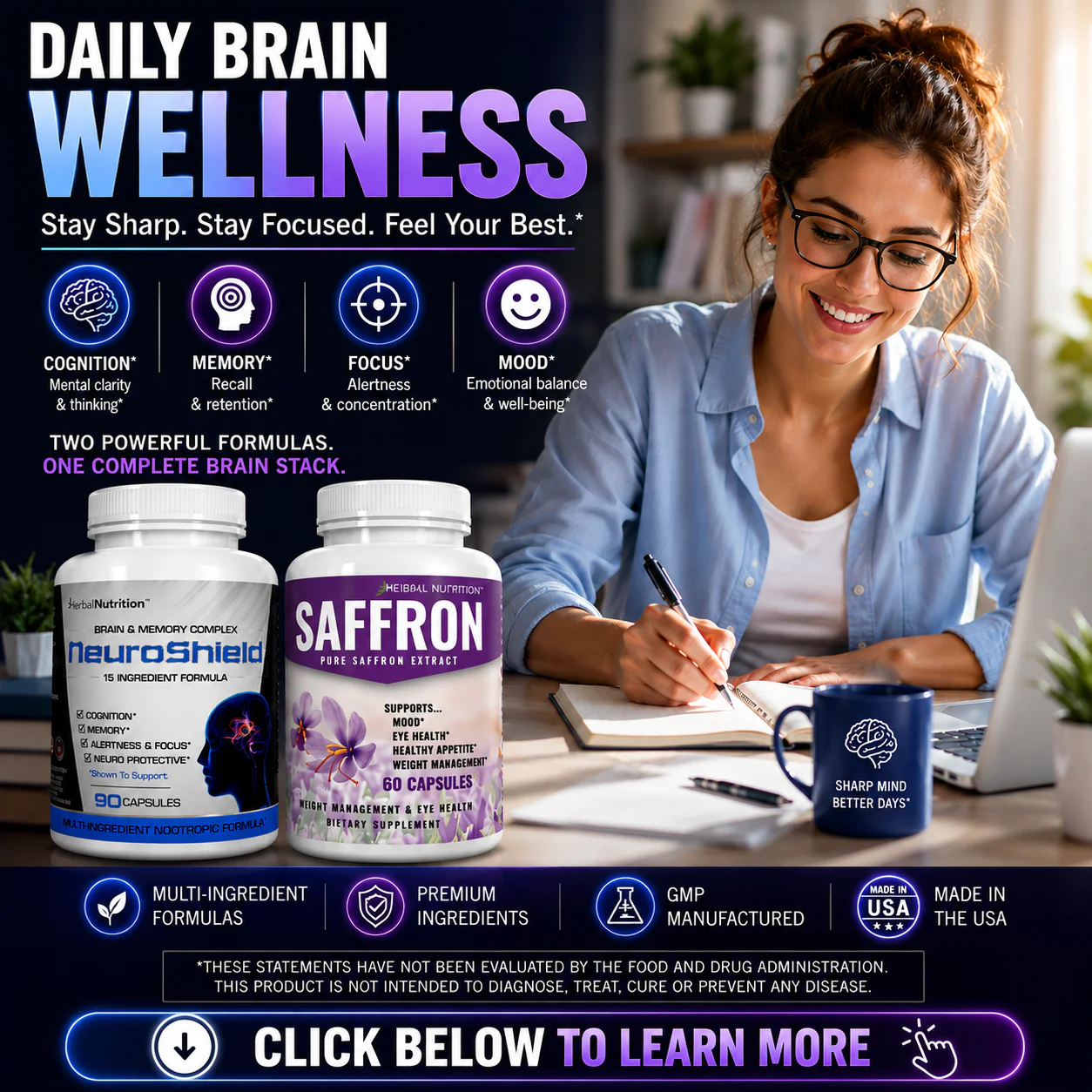Daily Brain Wellness with Neuroshield and Saffron