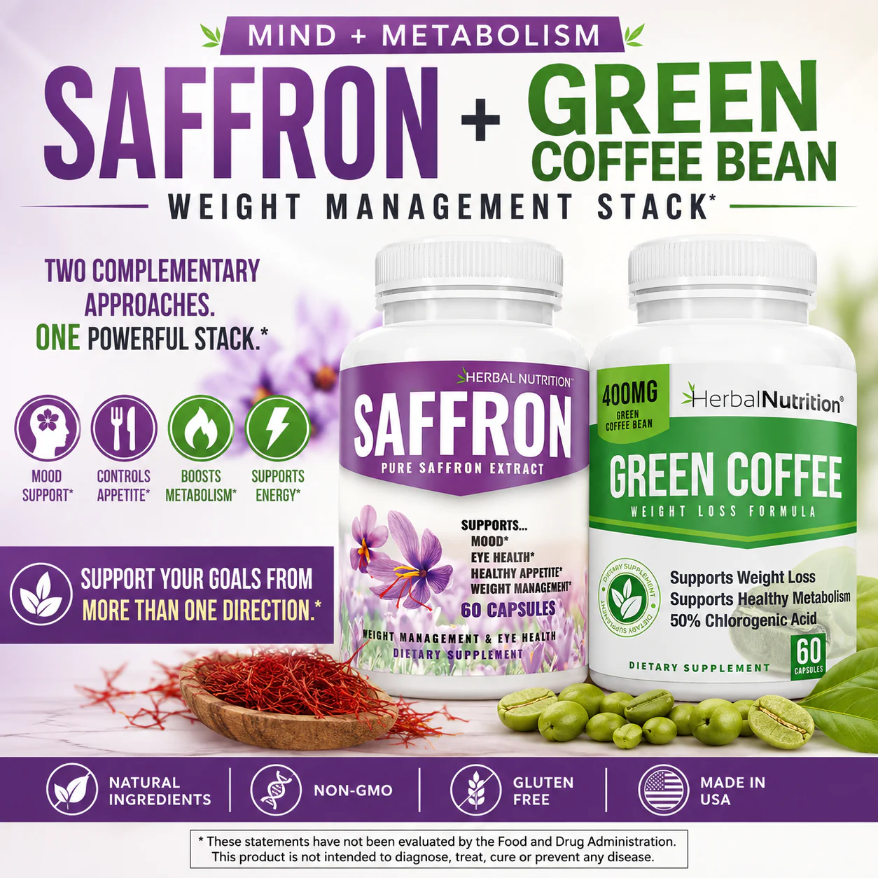 Saffron and Green Coffee Bean Stack'm