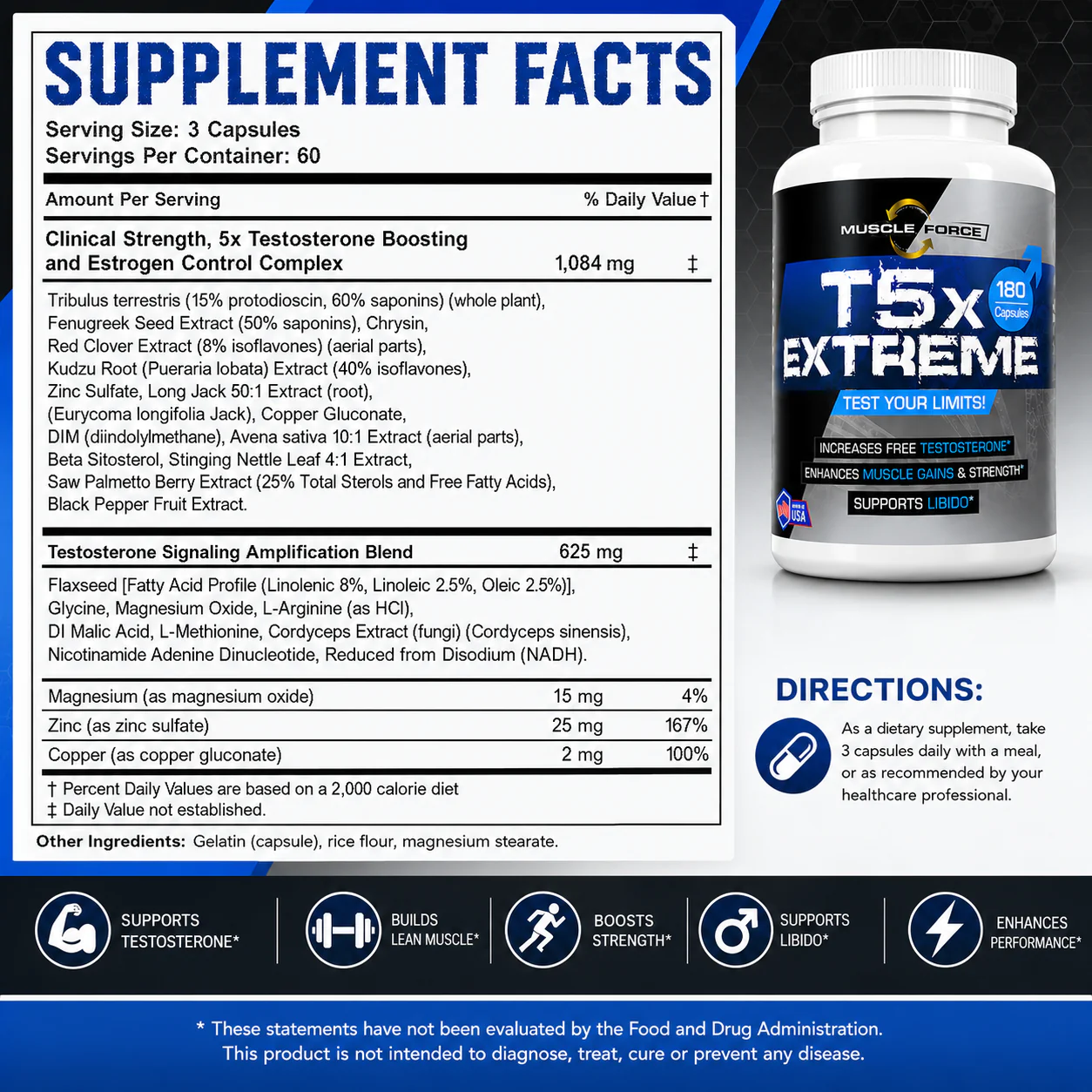T5X Extreme Supplement Facts