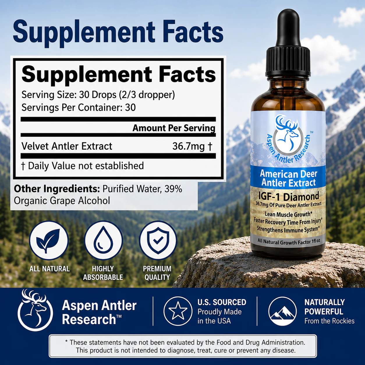 Aspen Extract Diamond Supplement Facts