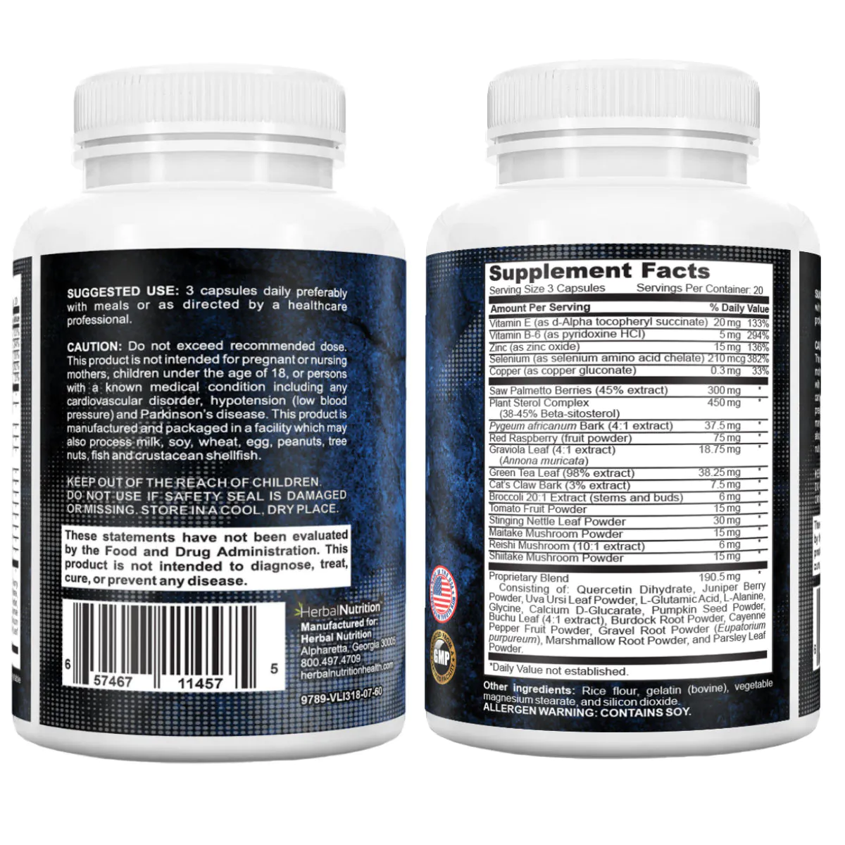 Prostate Health Back of Bottles