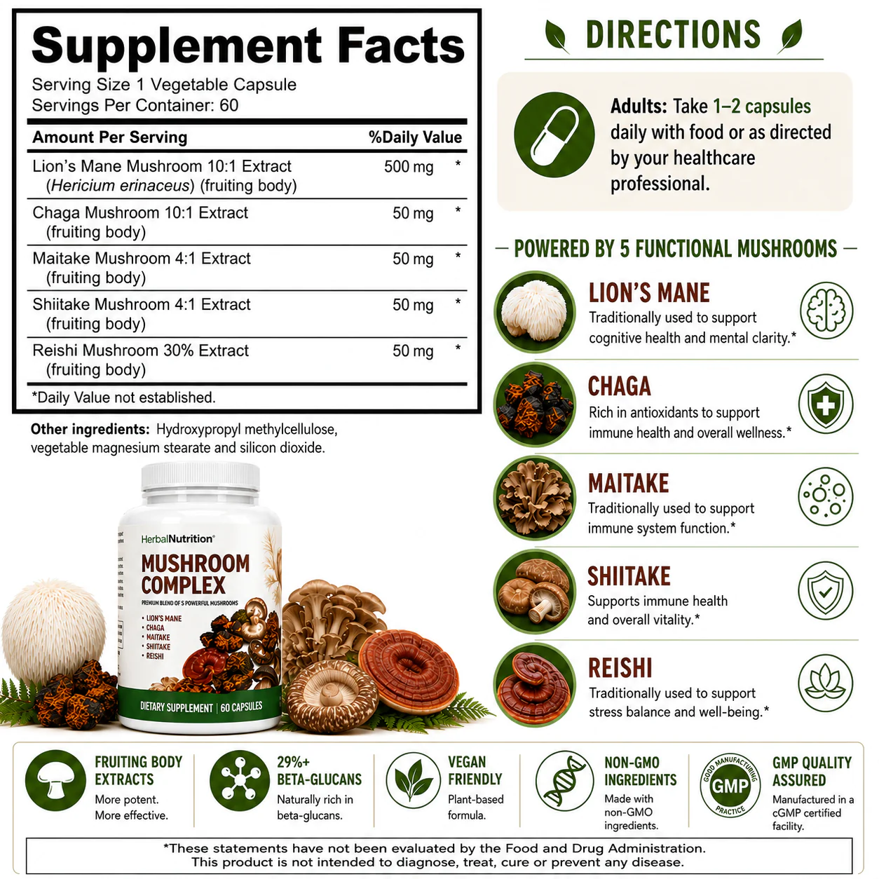 Mushroom Complex Supplement Facts