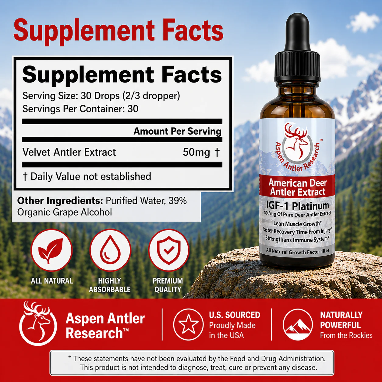 Aspen Antler Platinum Supplement Facts
